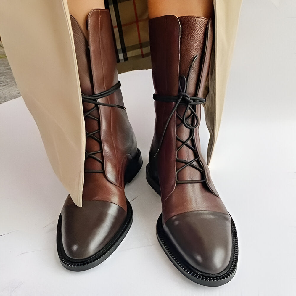 Isabella™ - Eleganckie Skórzane Botki na Obcasie