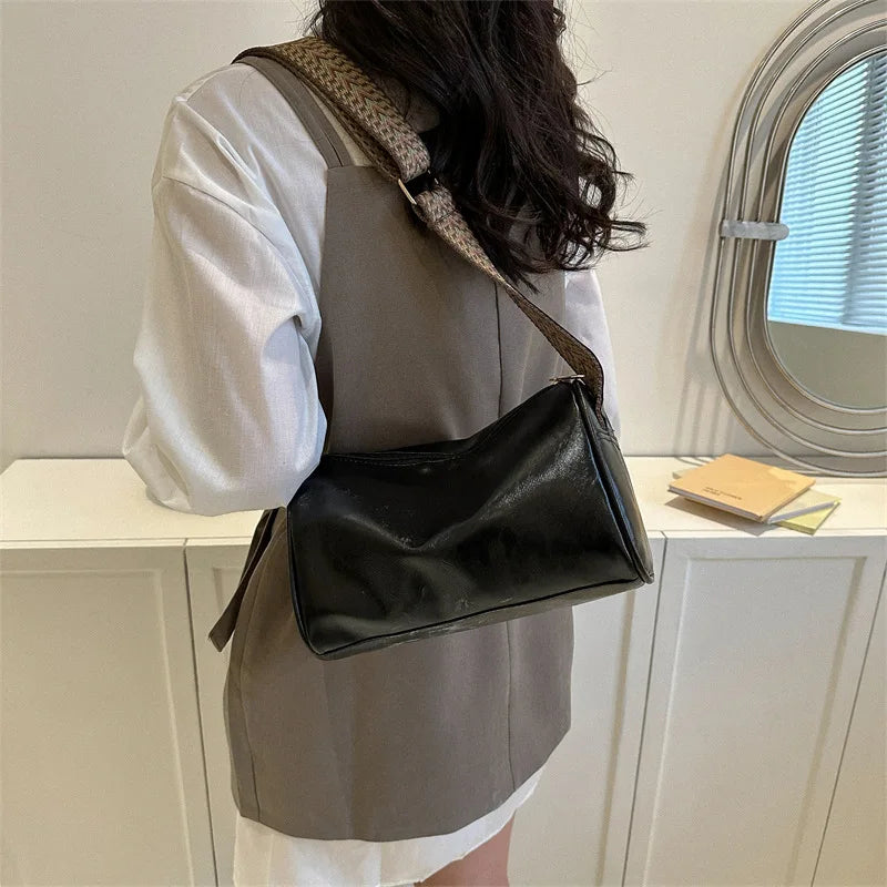 Trine™ | Vintage Skórzana Torebka Crossbody z Woven Regulowanym Paskiem