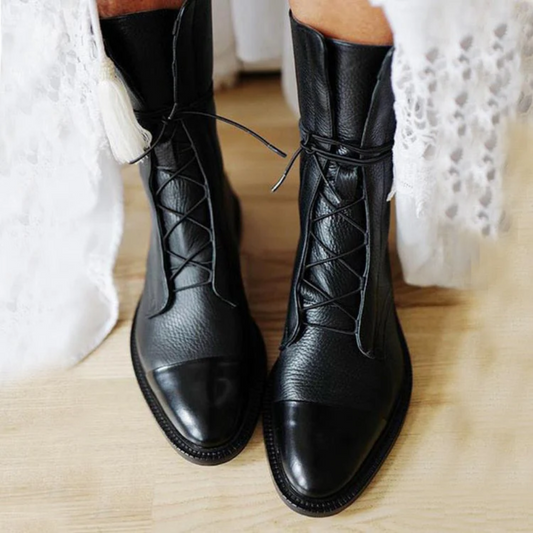 Isabella™ - Eleganckie Skórzane Botki na Obcasie