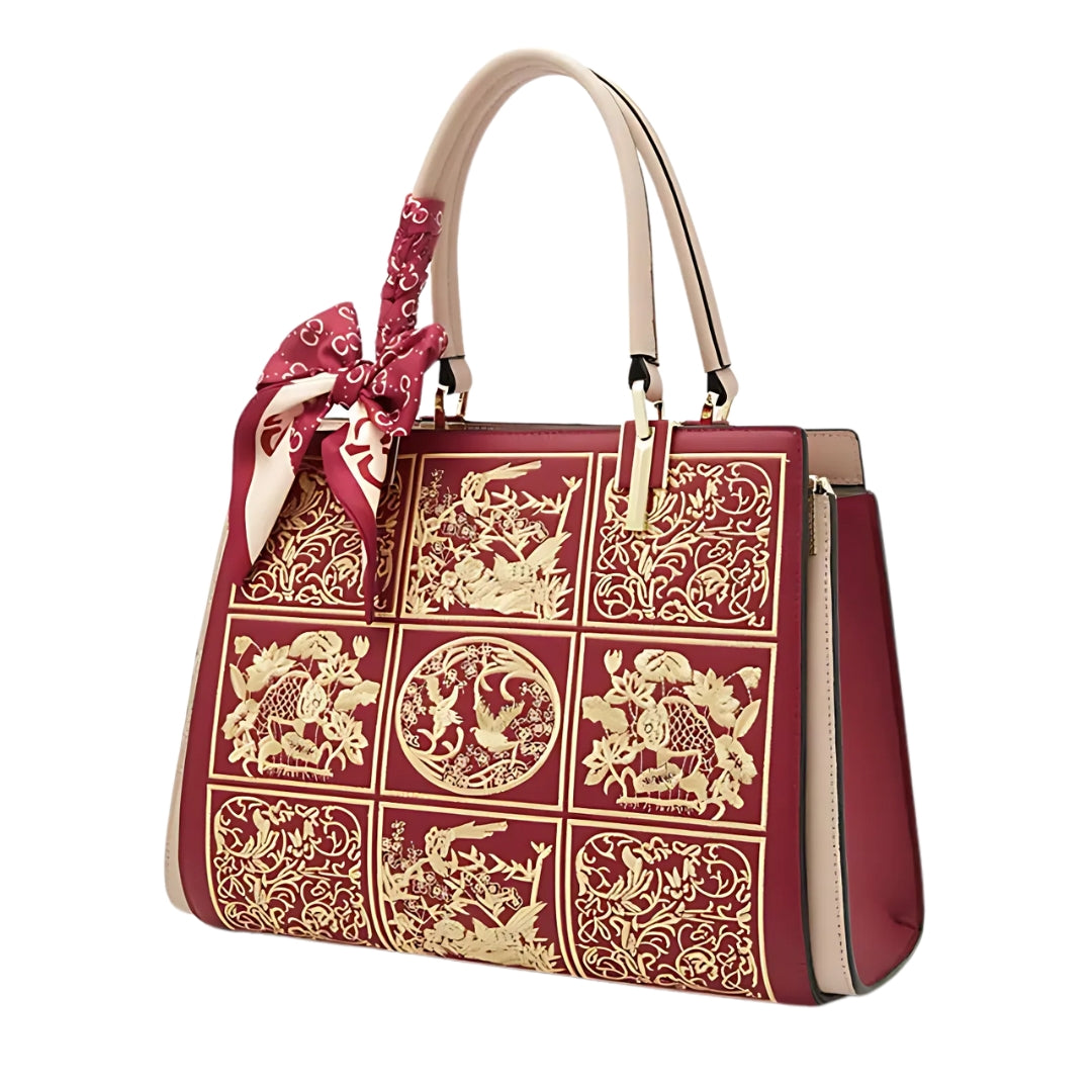 Sylvia™ – Unikalna torebka crossbody z haftem i kokardą