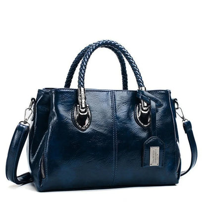 Pia™ | Elegancka skórzana torba z plecionymi uchwytami