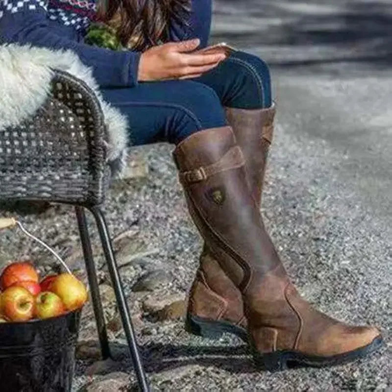 Tara | Eleganckie Wysokie Skórzane Botki