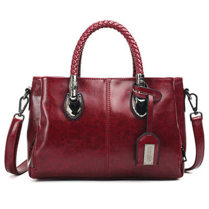 Pia™ | Elegancka skórzana torba z plecionymi uchwytami