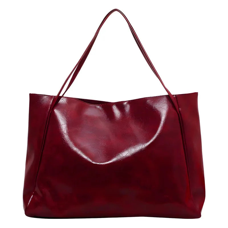 Elegancka brązowa torba tote o skórzanym wyglądzie
