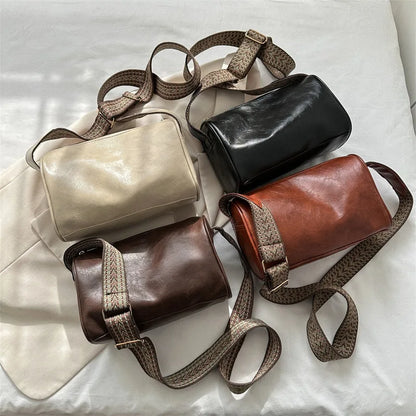 Trine™ | Vintage Skórzana Torebka Crossbody z Woven Regulowanym Paskiem