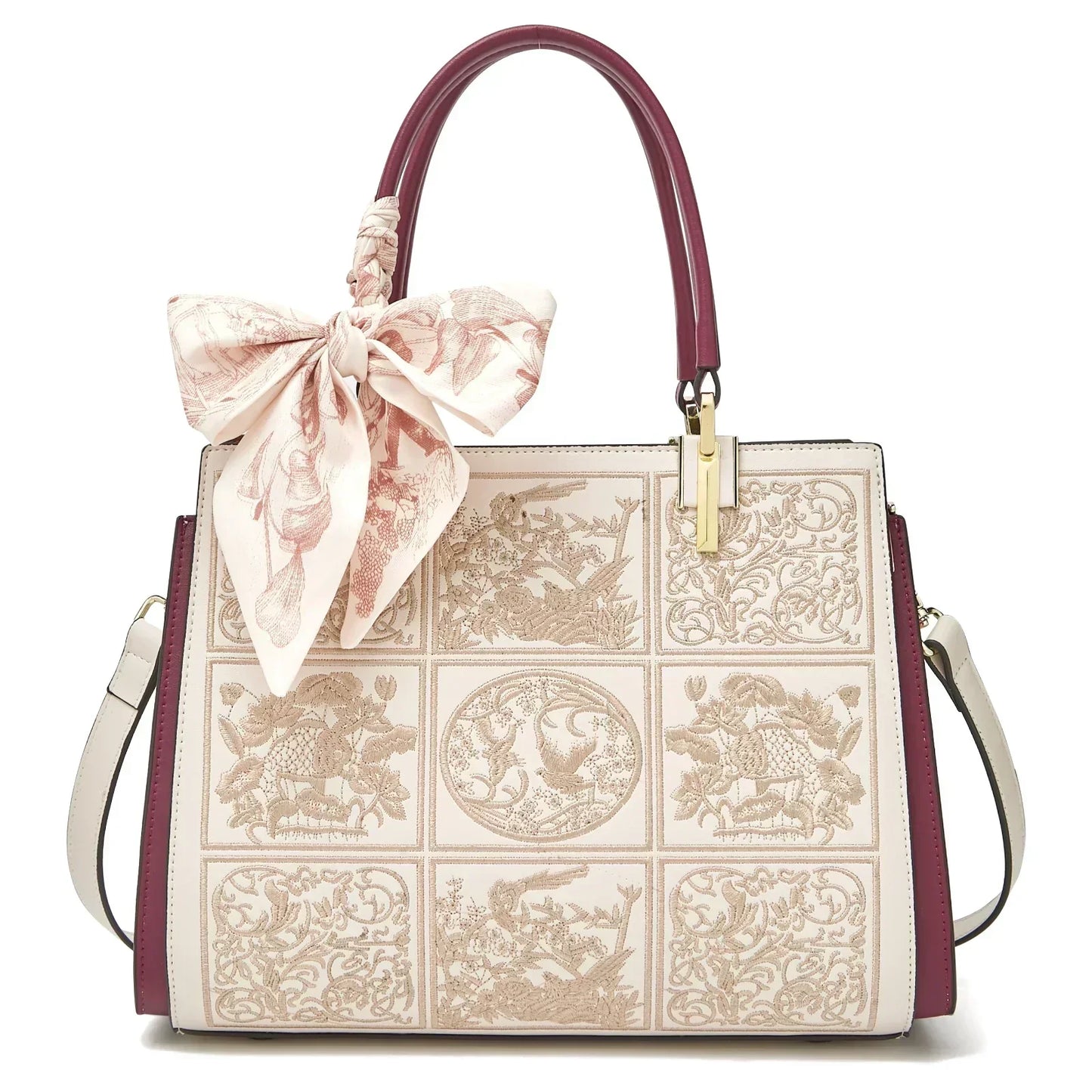 Sylvia™ – Unikalna torebka crossbody z haftem i kokardą