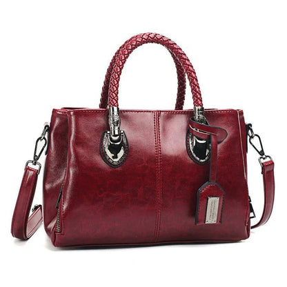 Pia™ | Elegancka skórzana torba z plecionymi uchwytami