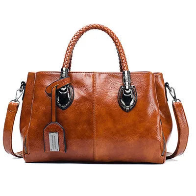 Pia™ | Elegancka skórzana torba z plecionymi uchwytami