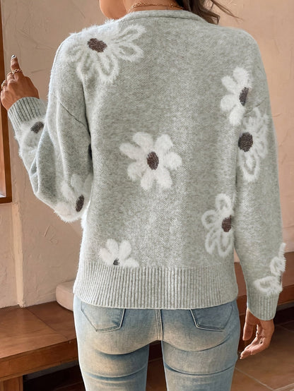 Nina | Sweter z Wzorem Kwiatowym