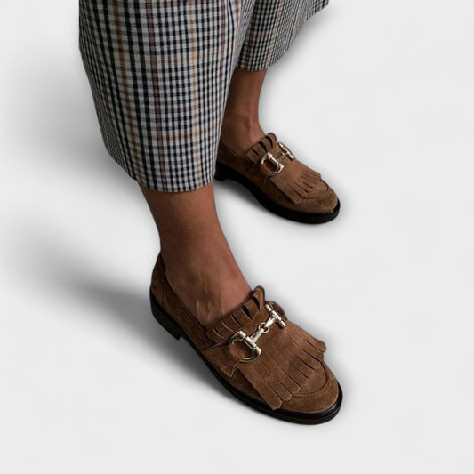 Fleur – Brązowe loafersy z okrągłym noskiem
